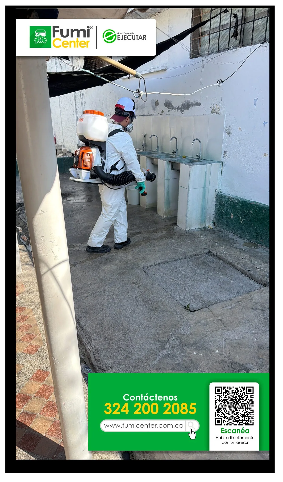 Fumigación y control de insectos en Santa Marta — equipo de FumiCenter en operación