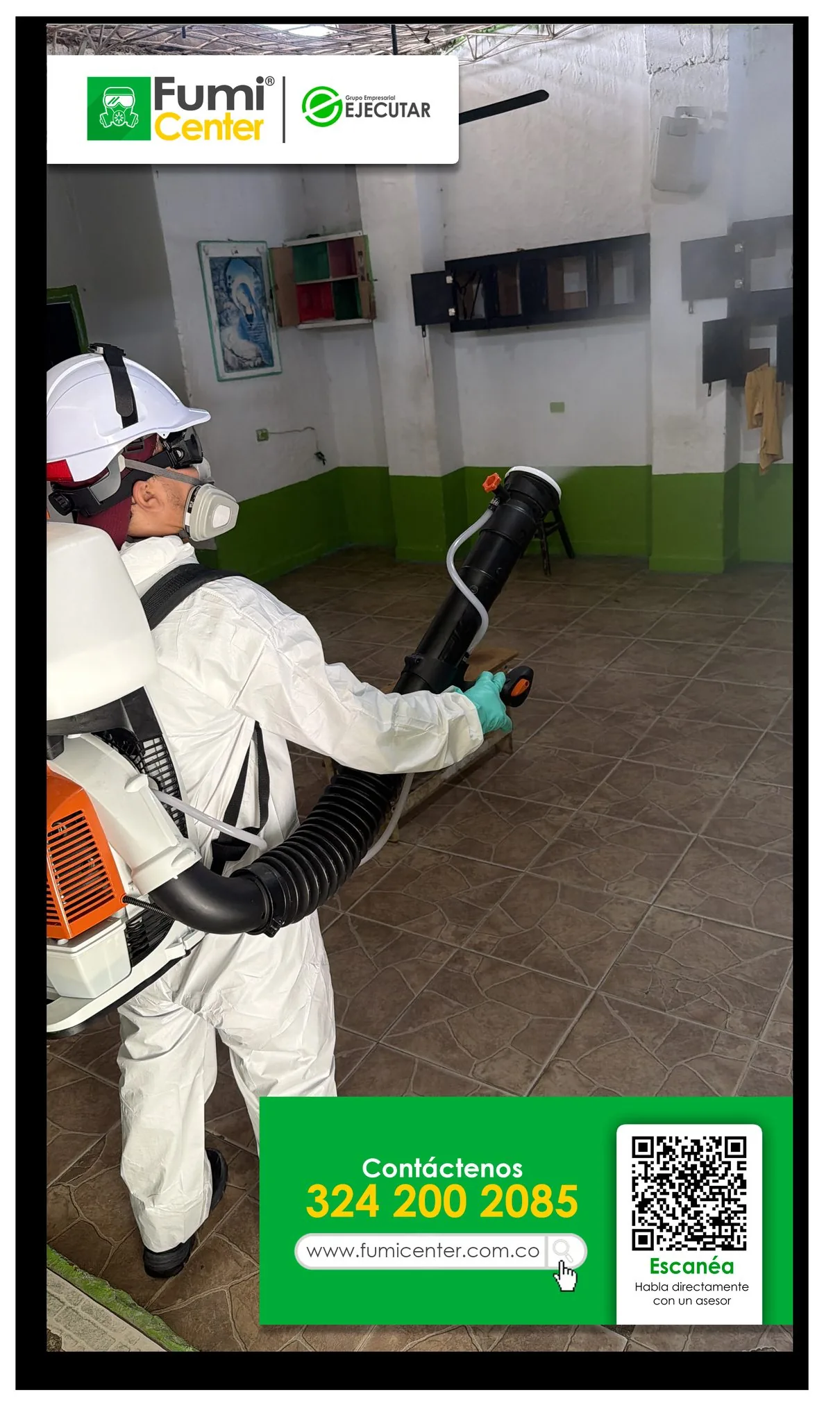 Fumigación y control de insectos en Santa Marta — equipo de FumiCenter en operación