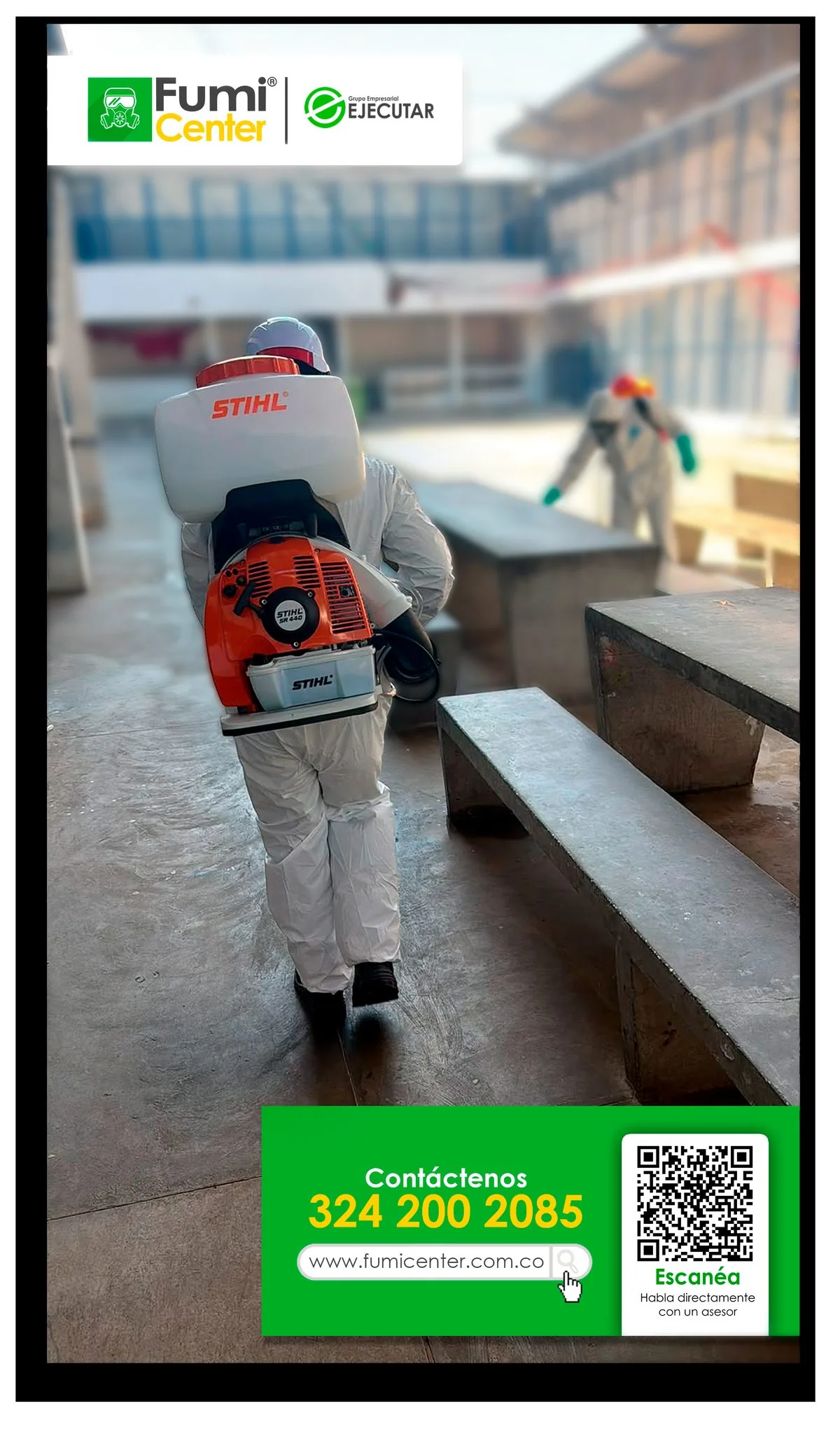 Fumigación y control de insectos en Santa Marta — equipo de FumiCenter en operación